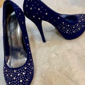 Electric Blue Shoes with Rhinestones 8.5